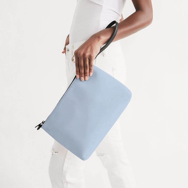 Light Fully-Muted Blue Zip Pouch (IB2-FM-LI) - Side Holding