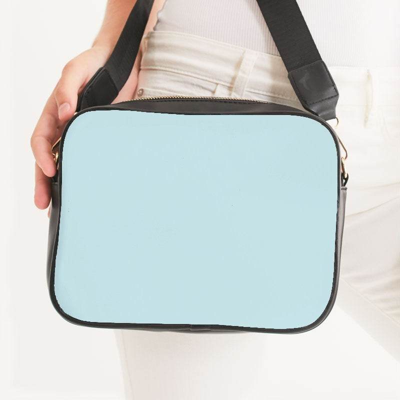 Light Fully-Muted Cyan Crossbody Bag (C-FM-LI) - Woman Front CloseUp