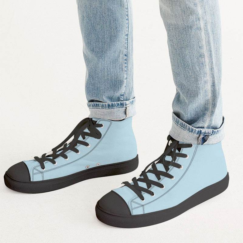 Light Fully-Muted Cyan Men's High-Top Canvas Sneakers (BC2-FM-LI) - Man CloseUp