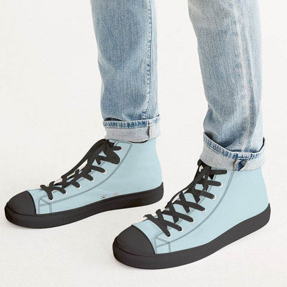 Light Fully-Muted Cyan Men's High-Top Canvas Sneakers (C-FM-LI) - Man CloseUp
