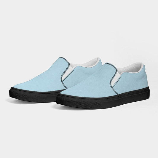 Light Fully-Muted Cyan Men's Slip-On Canvas Sneakers (BC2-FM-LI) - Side 3