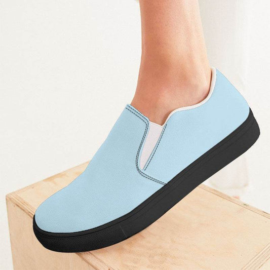 Light Fully-Muted Cyan Women's Slip-On Canvas Sneakers (BC2-FM-LI) - Woman CloseUp