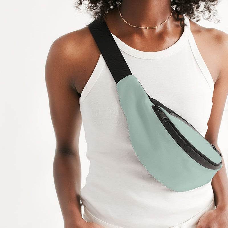 Light Fully-Muted Green Belt Bag (BGG2-FM-LI) - Woman Front CloseUp