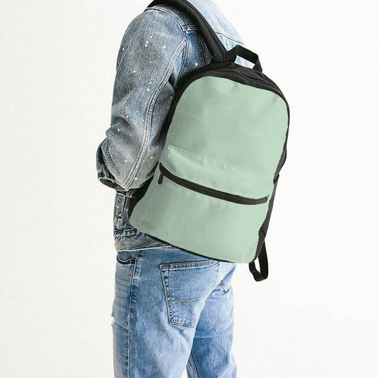 Light Fully-Muted Green Canvas Backpack (G-FM-LI) - Man Back CloseUp