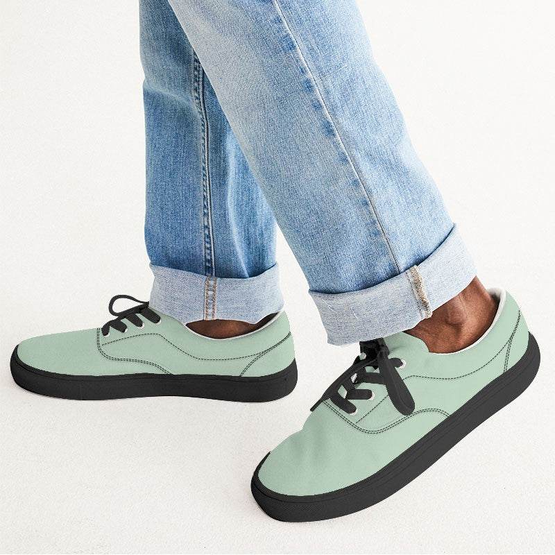 Light Fully-Muted Green Men's Canvas Sneakers (G-FM-LI) - Man CloseUp