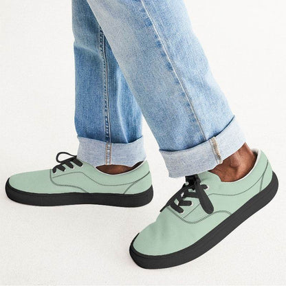 Light Fully-Muted Green Men's Canvas Sneakers (G-FM-LI) - Man CloseUp