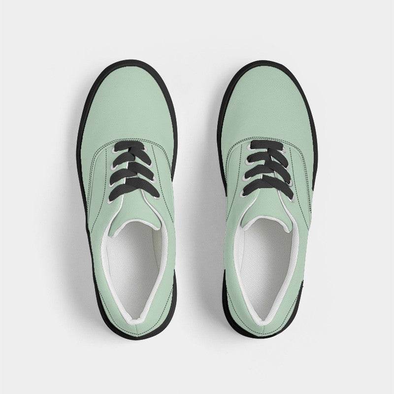 Light Fully-Muted Green Men's Canvas Sneakers (G-FM-LI) - Top
