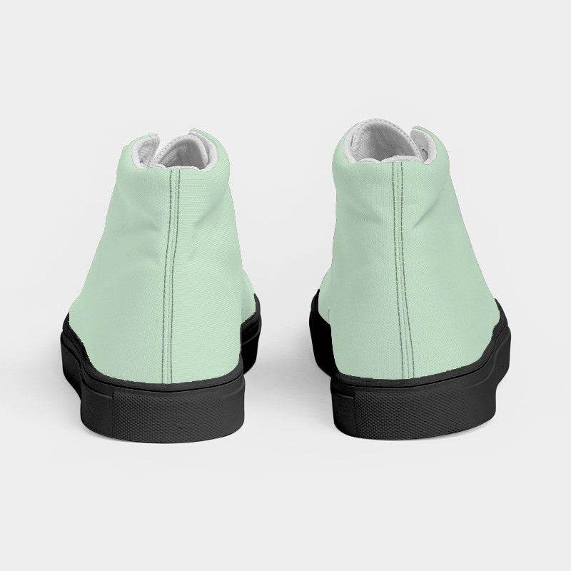 Light Fully-Muted Green Men's High-Top Canvas Sneakers (G-FM-LI) - Back