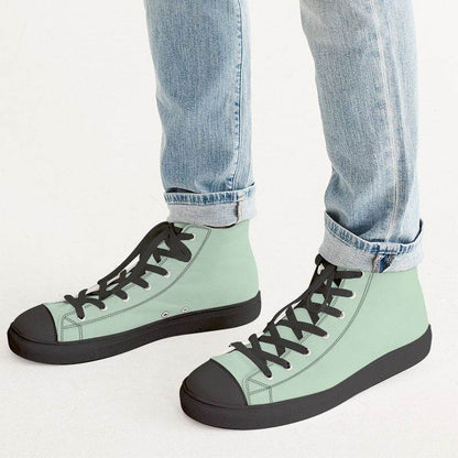 Light Fully-Muted Green Men's High-Top Canvas Sneakers (G-FM-LI) - Man CloseUp