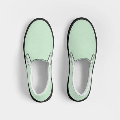 Light Fully-Muted Green Men's Slip-On Canvas Sneakers (G-FM-LI) - Top