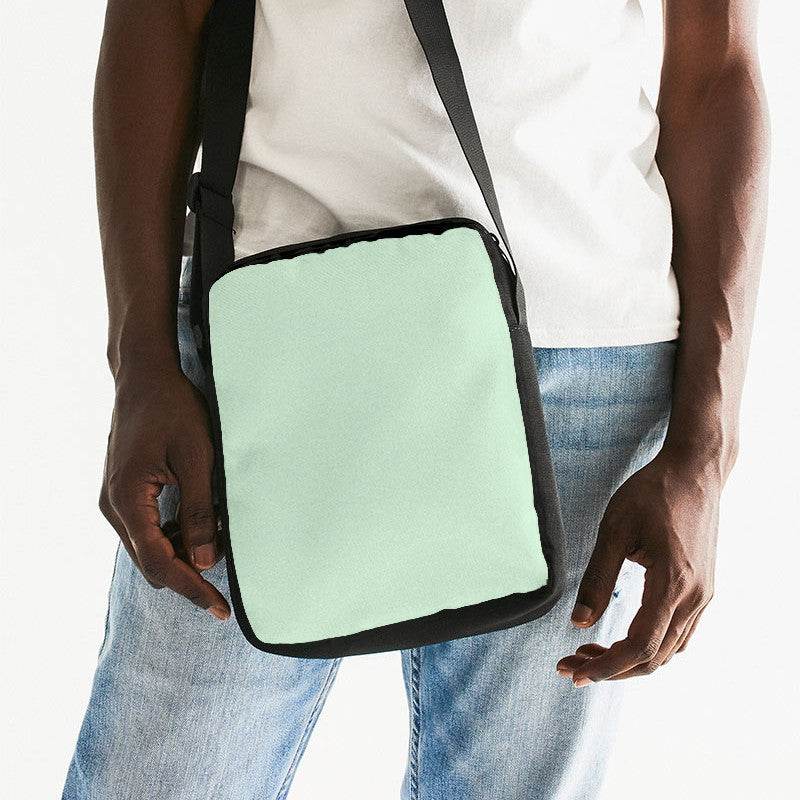 Light Fully-Muted Green Messenger Pouch (G-FM-LI) - Man Front CloseUp