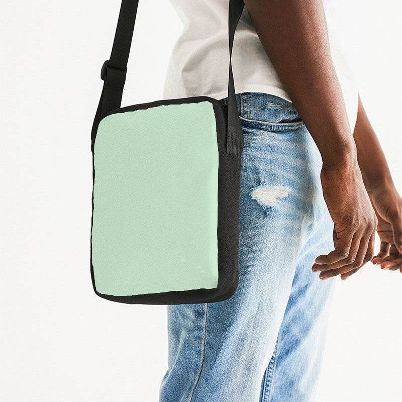 Light Fully-Muted Green Messenger Pouch (G-FM-LI) - Man Side CloseUp