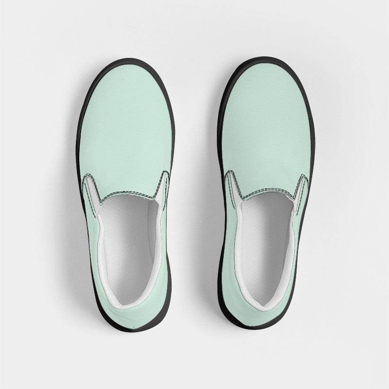 Light Fully-Muted Green Women's Slip-On Canvas Sneakers (BGG2-FM-LI) - Top