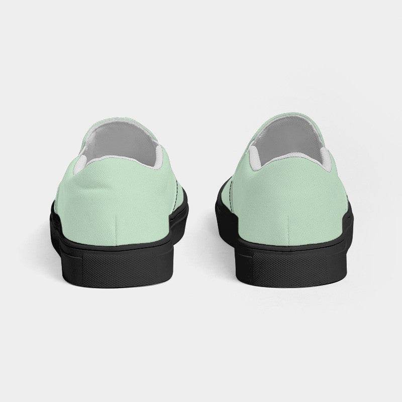 Light Fully-Muted Green Women's Slip-On Canvas Sneakers (G-FM-LI) - Back