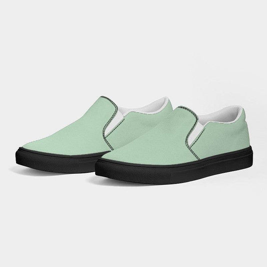 Light Fully-Muted Green Women's Slip-On Canvas Sneakers (G-FM-LI) - Side 3