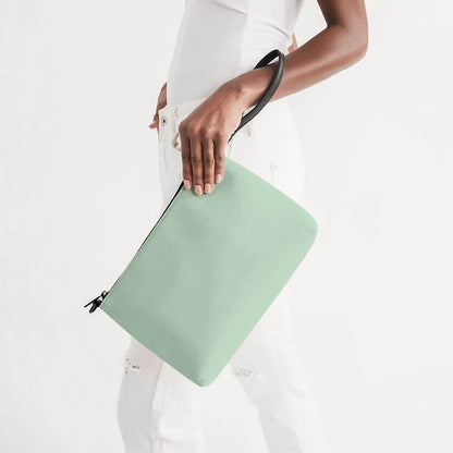 Light Fully-Muted Green Zip Pouch (G-FM-LI) - Side Holding
