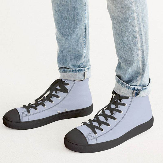 Light Fully-Muted Indigo Men's High-Top Canvas Sneakers (I-FM-LI) - Man CloseUp