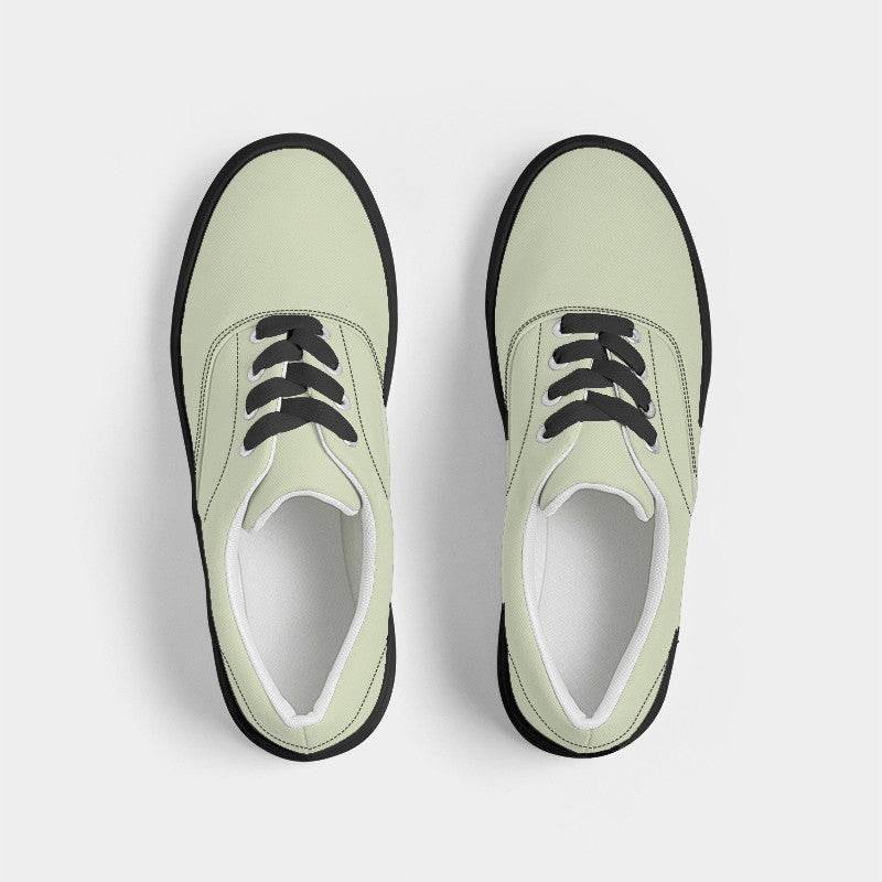 Light Fully-Muted Lime Men's Canvas Sneakers (L-FM-LI) - Top