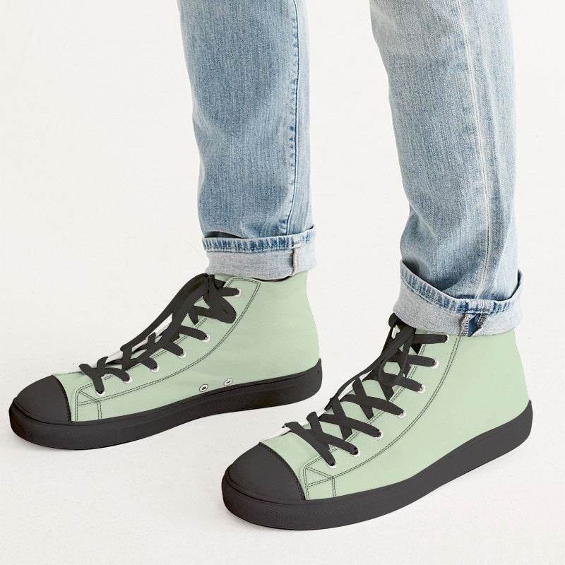 Light Fully-Muted Lime Men's High-Top Canvas Sneakers (GL2-FM-LI) - Man CloseUp
