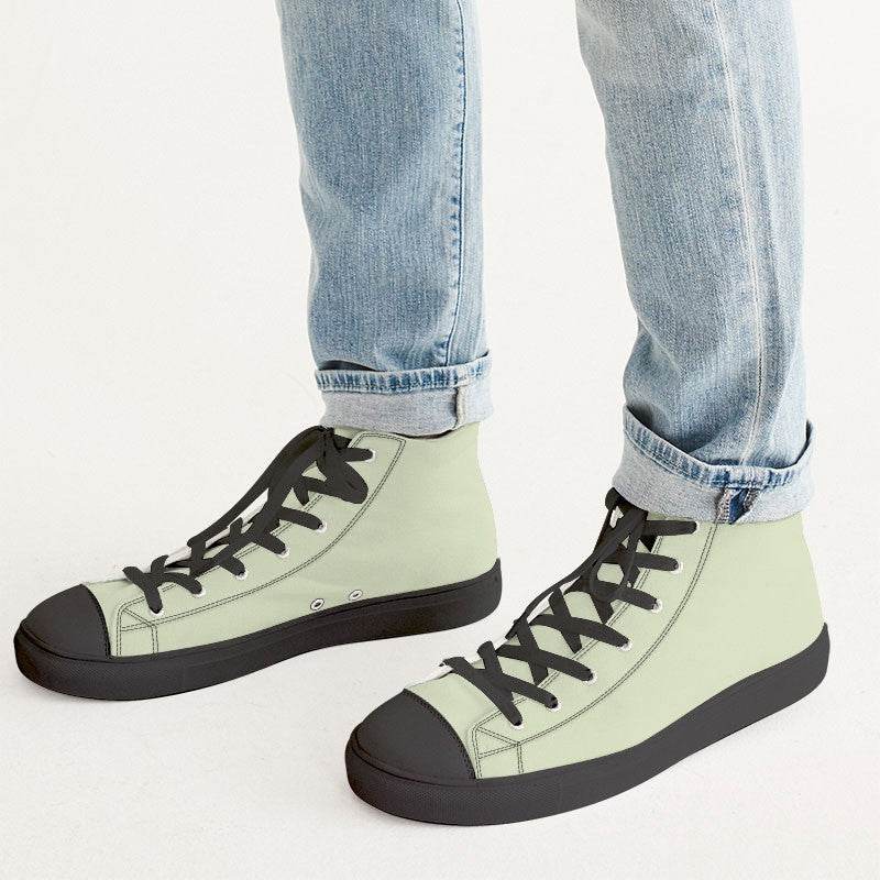 Light Fully-Muted Lime Men's High-Top Canvas Sneakers (L-FM-LI) - Man CloseUp