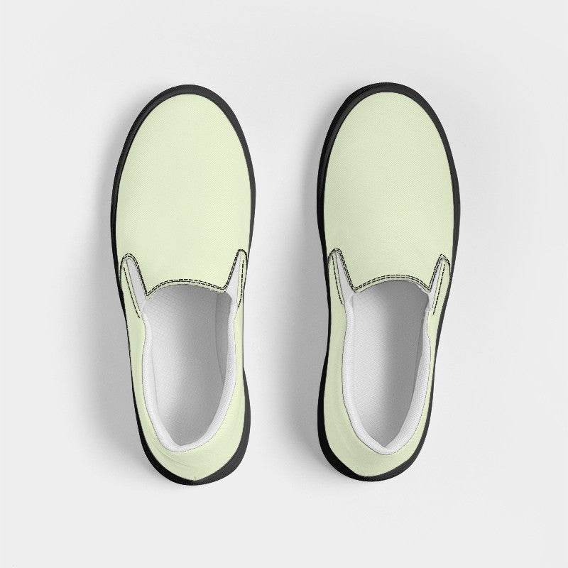 Light Fully-Muted Lime Men's Slip-On Canvas Sneakers (L-FM-LI) - Top