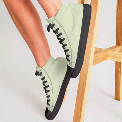 Light Fully-Muted Lime Women's High-Top Canvas Sneakers (L-FM-LI) - Woman CloseUp