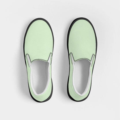 Light Fully-Muted Lime Women's Slip-On Canvas Sneakers (GL2-FM-LI) - Top