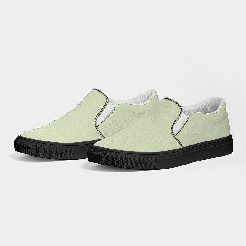Light Fully-Muted Lime Women's Slip-On Canvas Sneakers (L-FM-LI) - Side 3