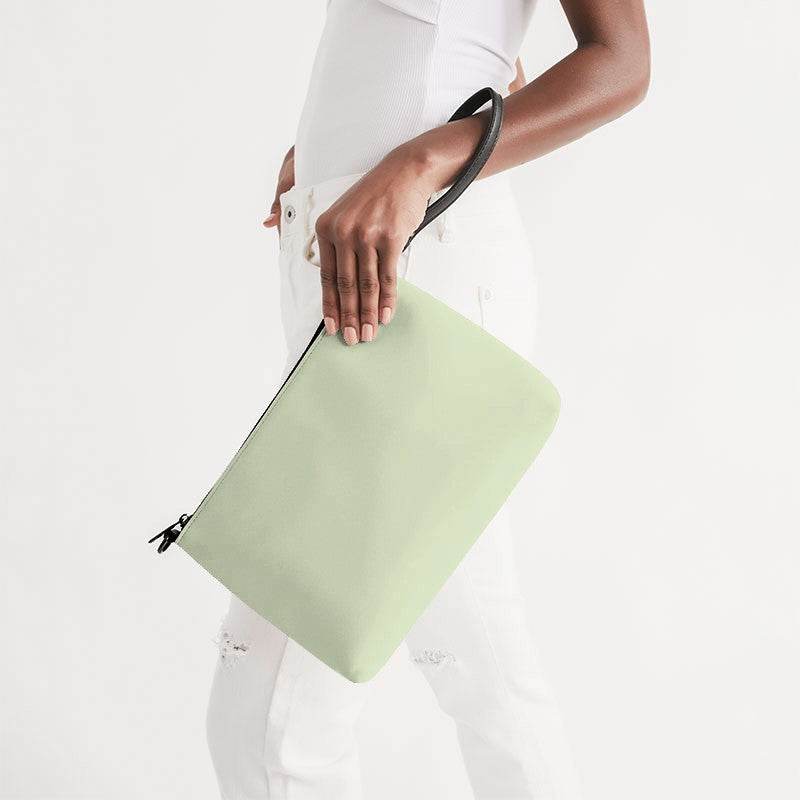 Light Fully-Muted Lime Zip Pouch (L-FM-LI) - Side Holding