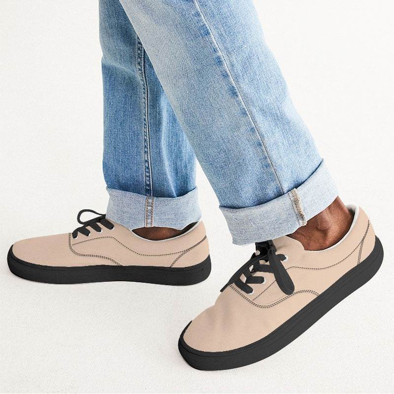 Light Fully-Muted Orange Men's Canvas Sneakers (O-FM-LI) - Man CloseUp