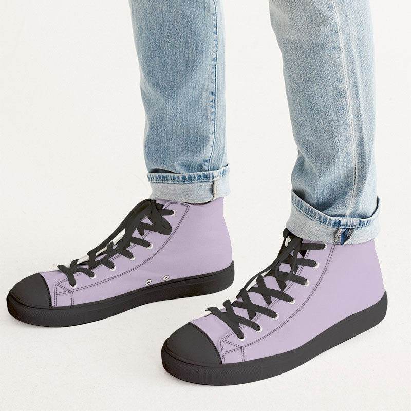 Light Fully-Muted Purple Men's High-Top Canvas Sneakers (MPU2-FM-LI) - Man CloseUp