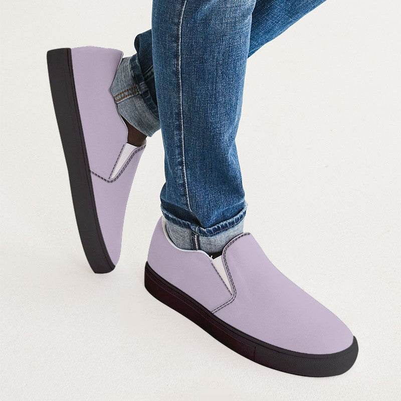 Light Fully-Muted Purple Men's Slip-On Canvas Sneakers (MPU2-FM-LI) - Man CloseUp