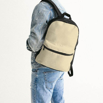 Light Fully-Muted Yellow Canvas Backpack (Y-FM-LI) - Man Back CloseUp