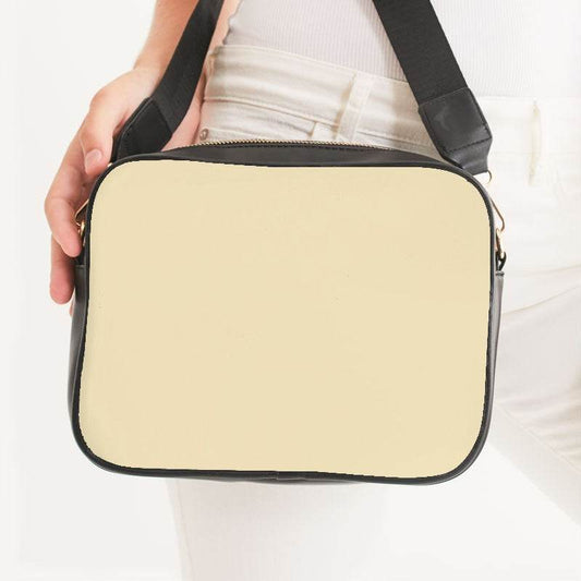 Light Fully-Muted Yellow Crossbody Bag (Y-FM-LI) - Woman Front CloseUp