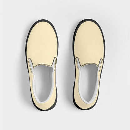 Light Fully-Muted Yellow Men's Slip-On Canvas Sneakers (Y-FM-LI) - Top