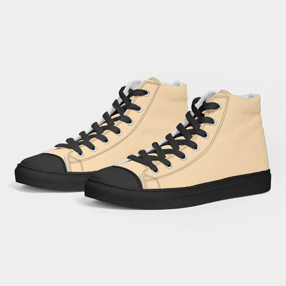 Light Fully-Muted Yellow Women's High-Top Canvas Sneakers (Y-FM-LI) - Side 3