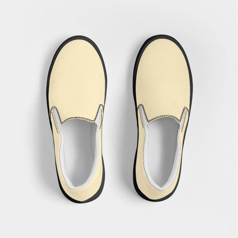 Light Fully-Muted Yellow Women's Slip-On Canvas Sneakers (Y-FM-LI) - Top