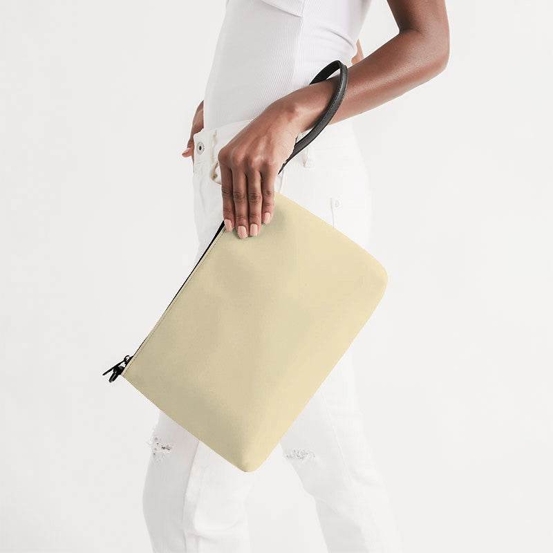 Light Fully-Muted Yellow Zip Pouch (Y-FM-LI) - Side Holding