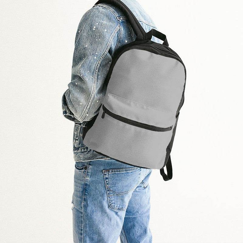 Light Gray Canvas Backpack (N-FN-LG) - Man Back CloseUp