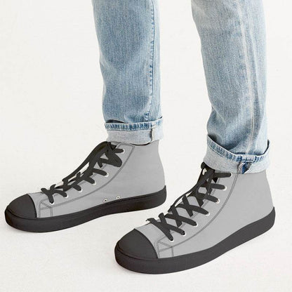 Light Gray Men's High-Top Canvas Sneakers (N-FN-LG) - Man CloseUp
