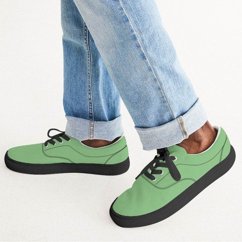 Light Green Men's Canvas Sneakers (GL1-ME-LI) - Man CloseUp