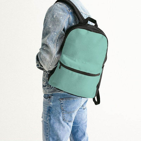 Light Medium Blue-Green Canvas Backpack (BG-ME-LI) - Man Back CloseUp