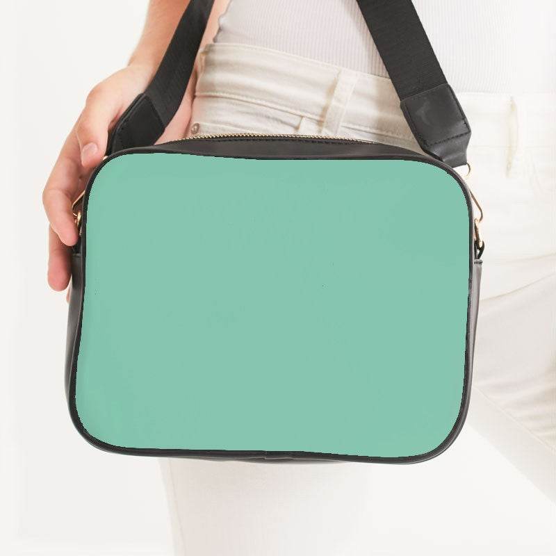 Light Medium Blue-Green Crossbody Bag (BGG1-ME-LI) - Woman Front CloseUp