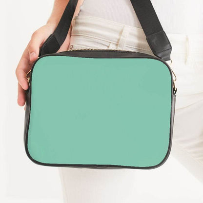 Light Medium Blue-Green Crossbody Bag (BGG1-ME-LI) - Woman Front CloseUp