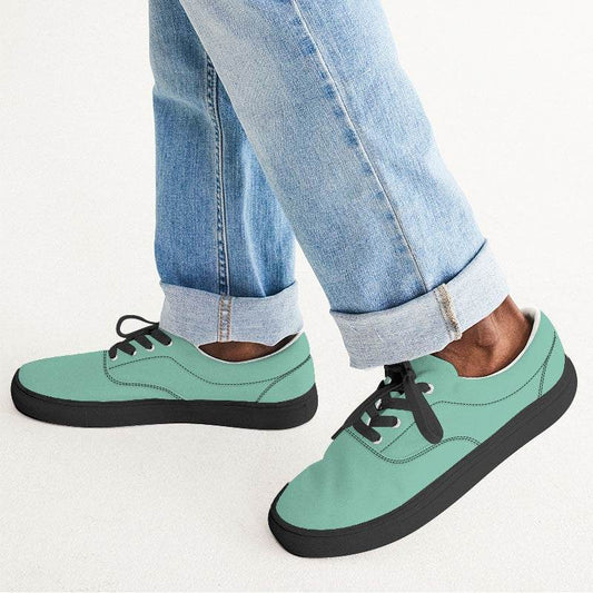 Light Medium Blue-Green Men's Canvas Sneakers (BGG1-ME-LI) - Man CloseUp