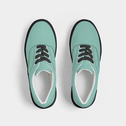 Light Medium Blue-Green Women's Canvas Sneakers (BG-ME-LI) - Top