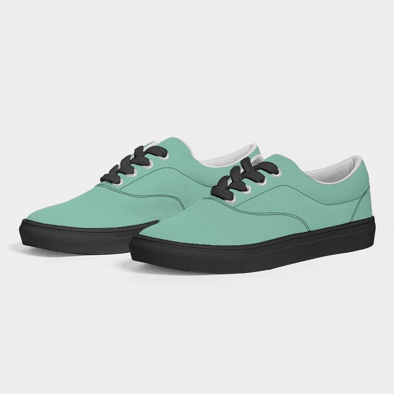 Light Medium Blue-Green Women's Canvas Sneakers (BGG1-ME-LI) - Side 3