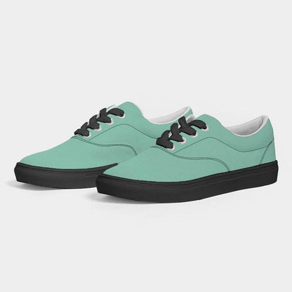 Light Medium Blue-Green Women's Canvas Sneakers (BGG1-ME-LI) - Side 3