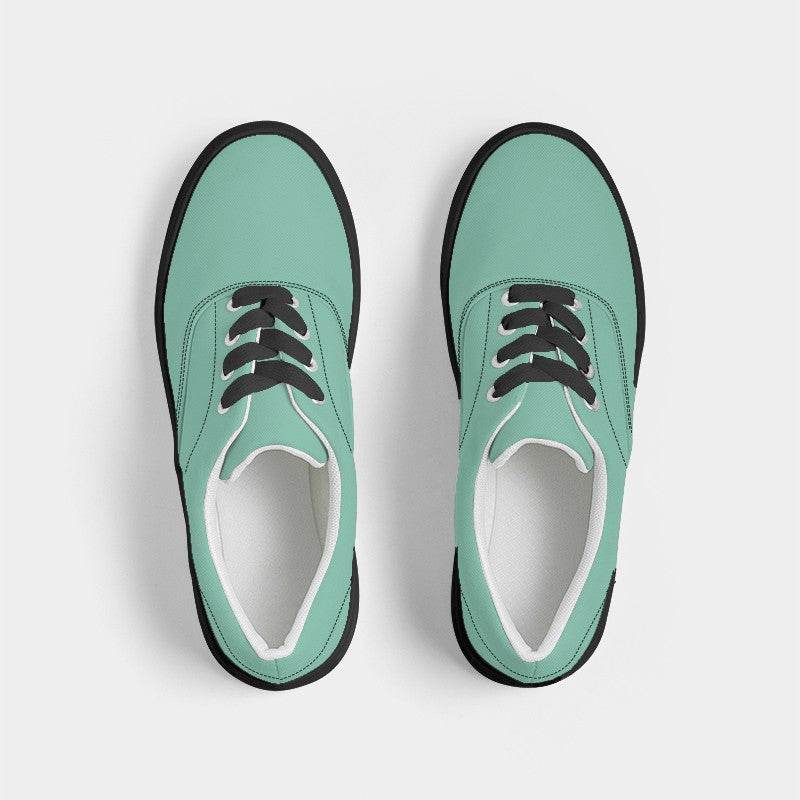 Light Medium Blue-Green Women's Canvas Sneakers (BGG1-ME-LI) - Top