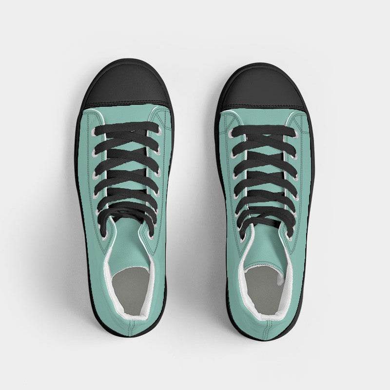 Light Medium Blue-Green Women's High-Top Canvas Sneakers (BG-ME-LI) - Top